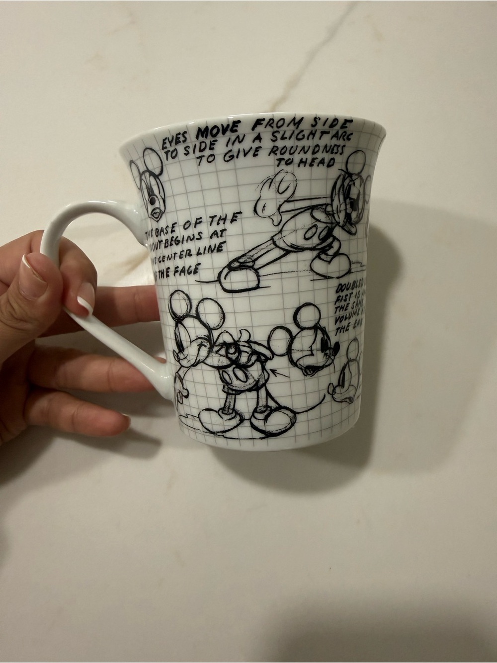 Disney White Ceramic Mug with Black Sketch Mickey Designs